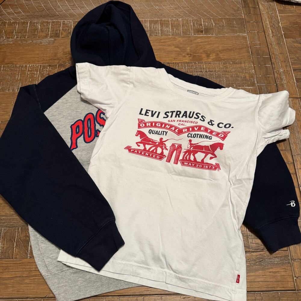 Lot of 2 Boys size 7 Shirts Red Polo Collar Shirt and Gray Monster Truck T-Shirt